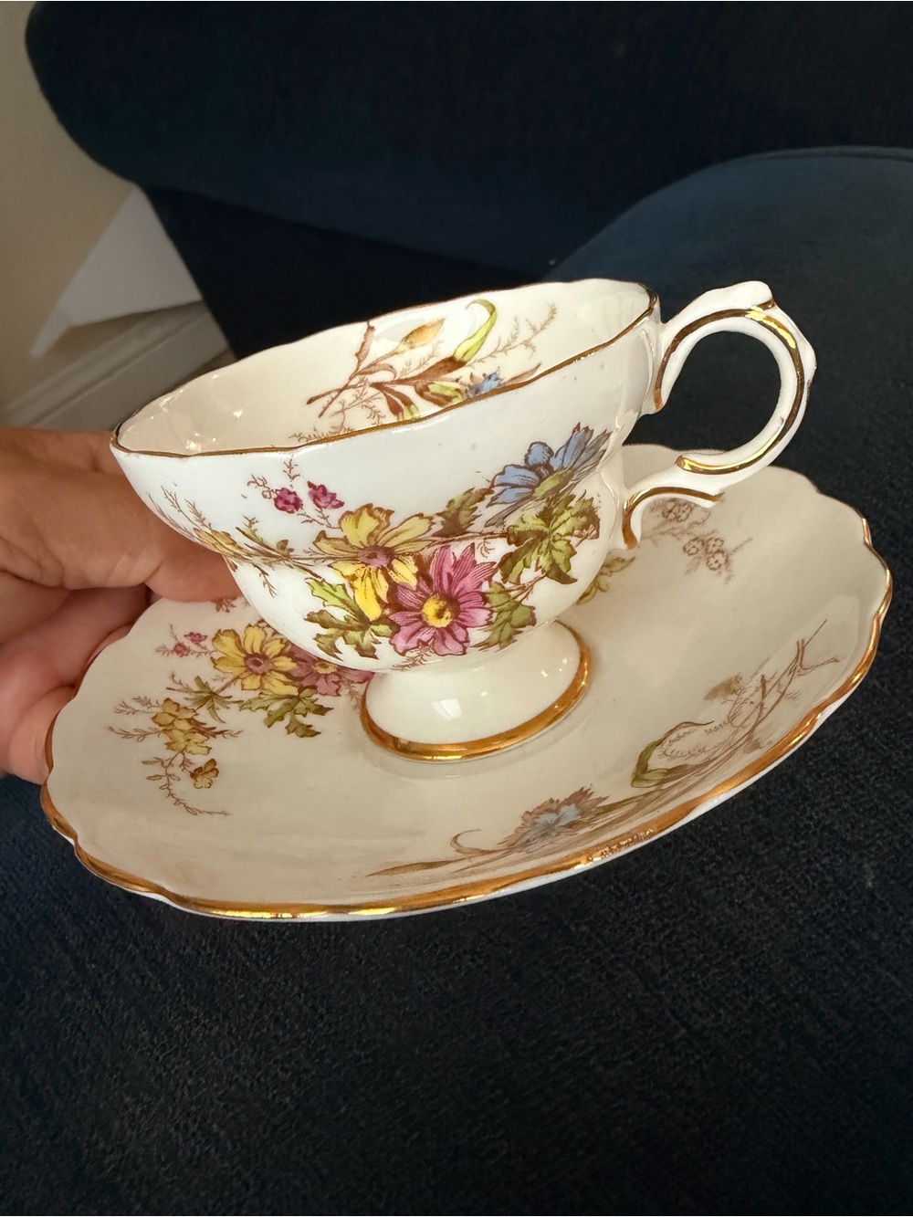 Rosina Vintage Floral Porcelain Teacup and Saucer - Multi-Color